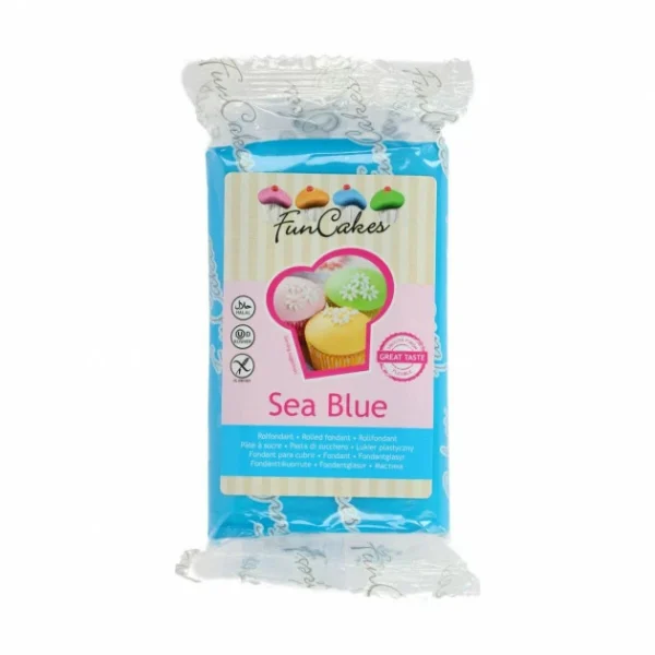 DLUO Courte Pâte à Sucre Bleu Mer 250g Funcakes 1