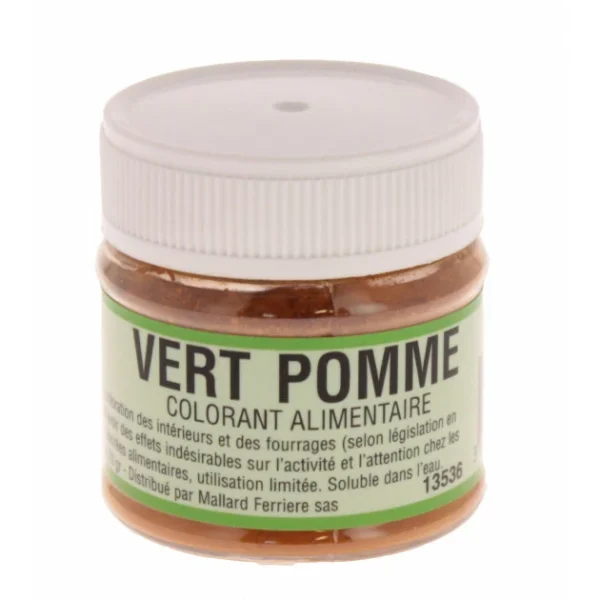 MALLARD FERRIERE DLUO Dépassée Colorant Alimentaire Vert Pomme E102/E131/E129 Poudre Hydrosoluble 20g 1