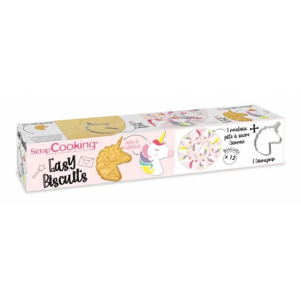 DLUO Dépassée Kit Easy Biscuits Licorne (Pâte à Sucre 150 G + Découpoir) Scrapcooking 1