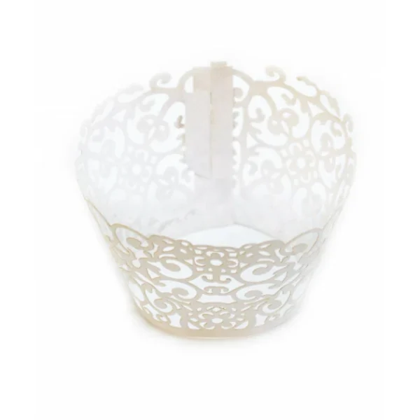 FIN DE SERIE Contour Cupcake Dentelle Blanc X12 Scrapcooking 4