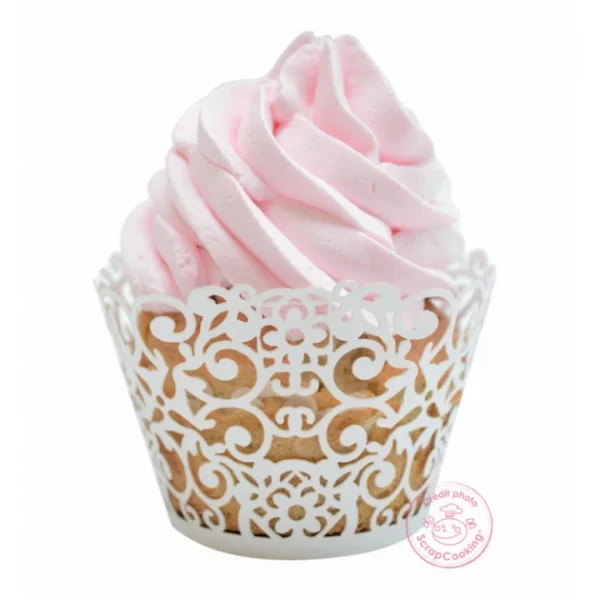 FIN DE SERIE Contour Cupcake Dentelle Blanc X12 Scrapcooking 1