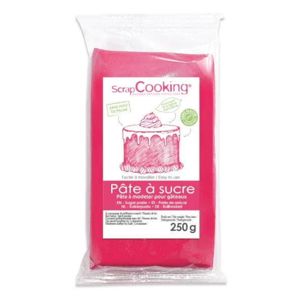 FIN DE SERIE Pâte à Sucre Rose Fushia 250 G ScrapCooking 1